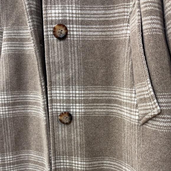 Abercrombie & Fitch Taupe Checkered Trench Coat - Picture 2 of 5